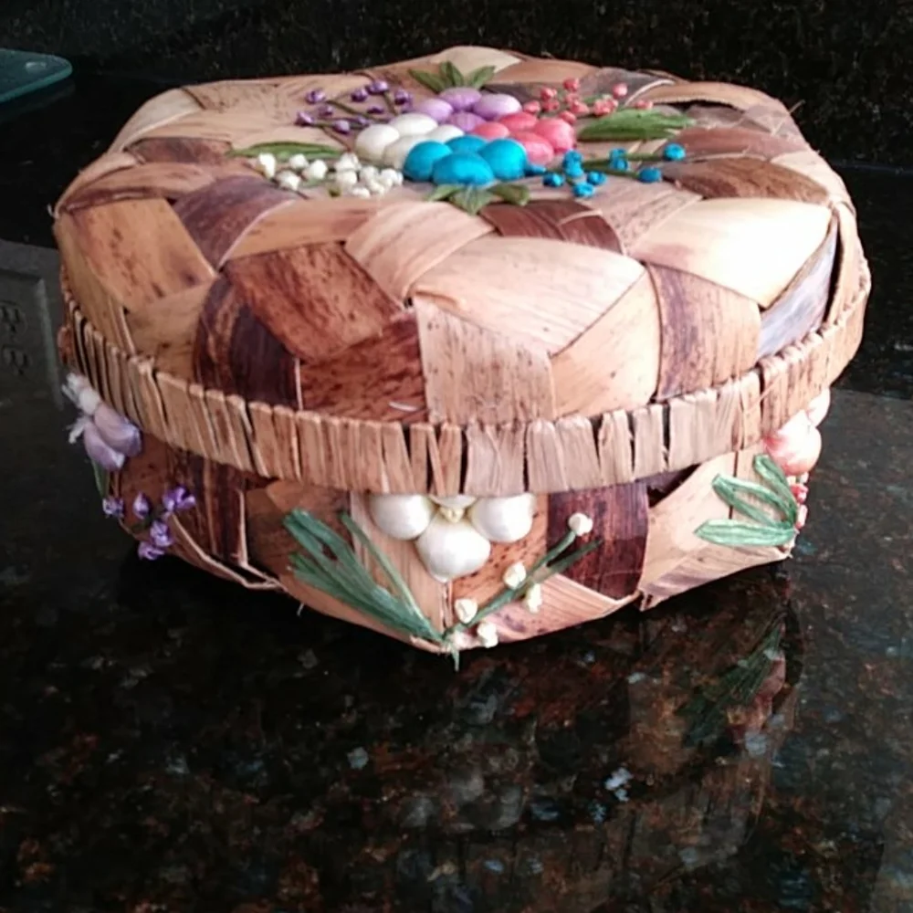 Vintage Floral Woven Tropical Versatile Nature Basket
